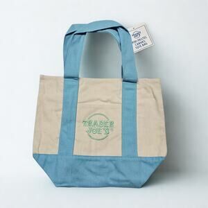 Trader Joe’s Mini Pastel Canvas Tote Bag Baby Blue Reusable Grocery Bag NEW